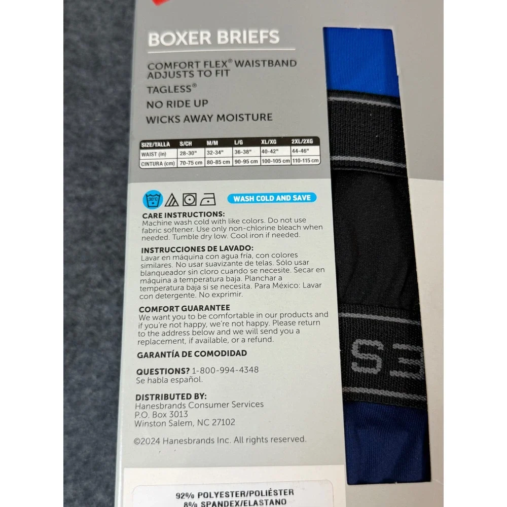 Hanes Boxer Briefs Mens Small Blue Black New Performance Stretch 6 Pack